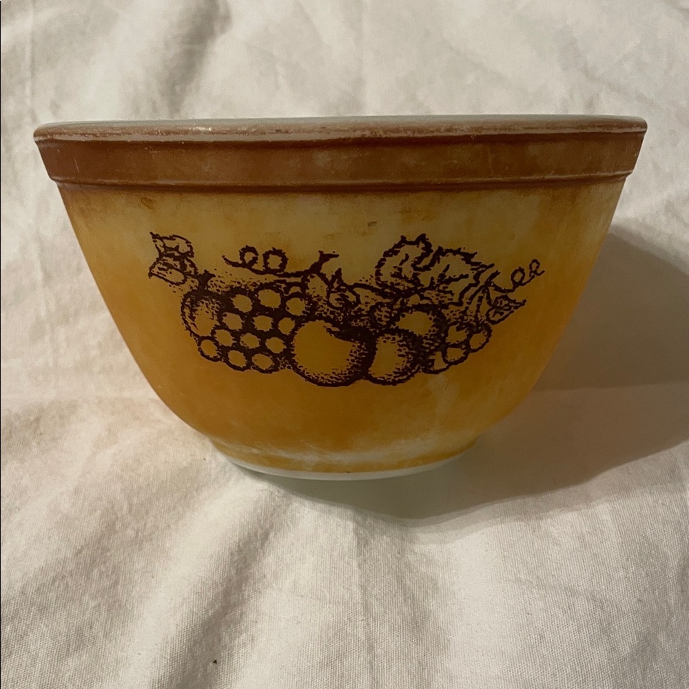 Rustic Brown and Tan Fruit Design Mixing Bowl